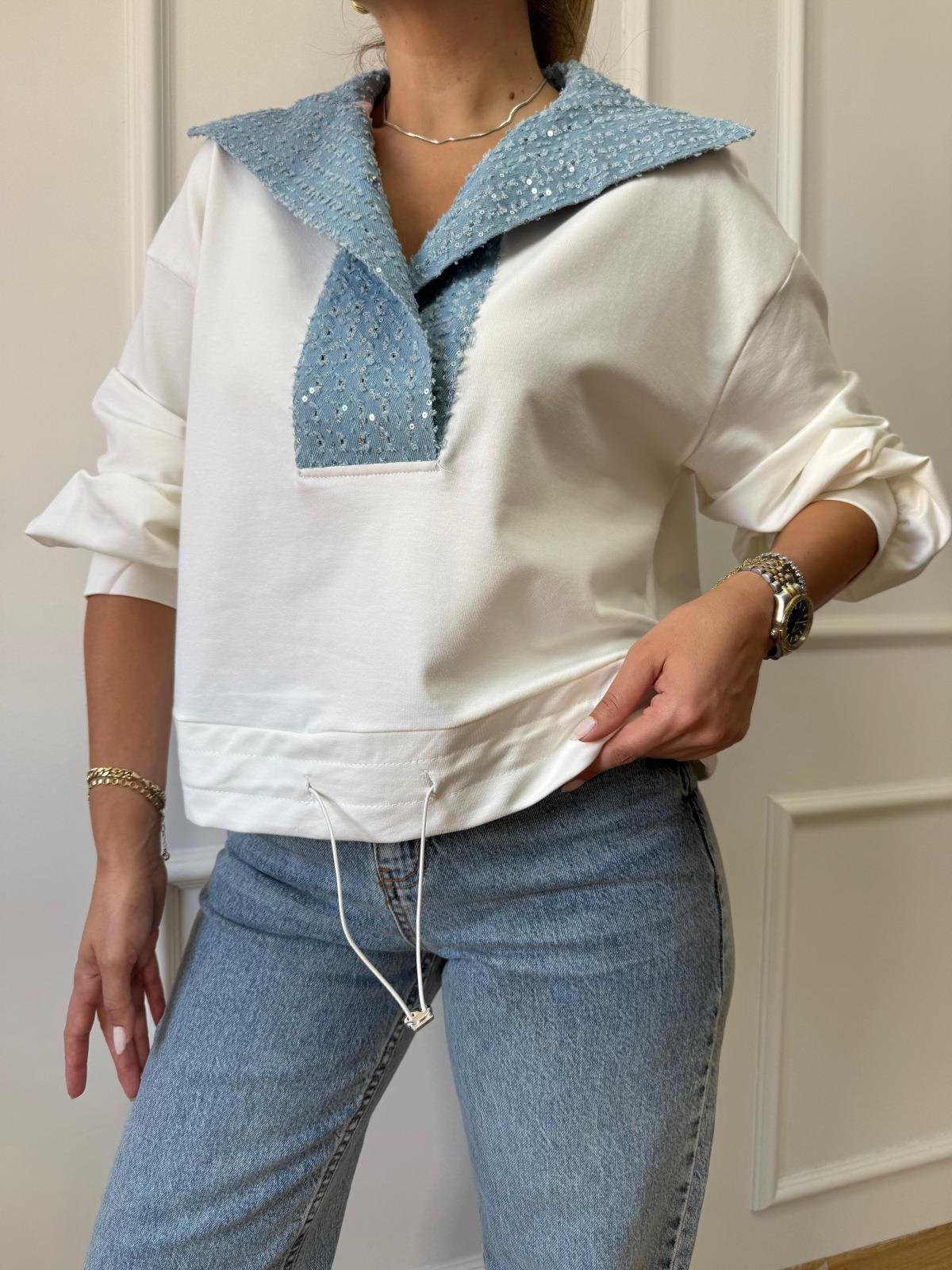 Payetli Kot Garnili Sweat