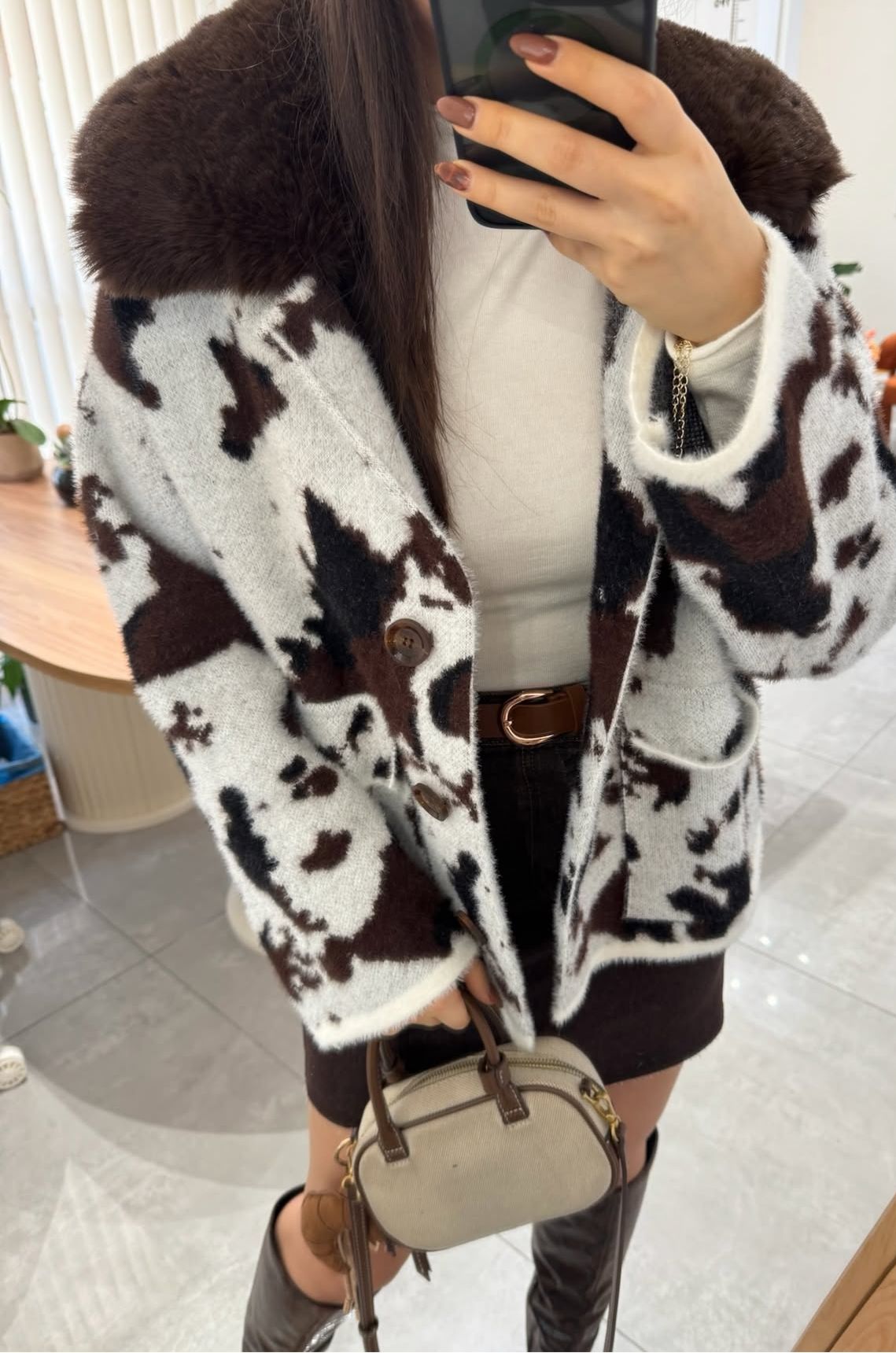 Yaka Kürklü Angora Ceket