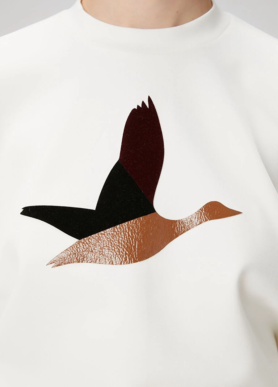 Bymn Deri Kuşlu Modal Sweatshirt