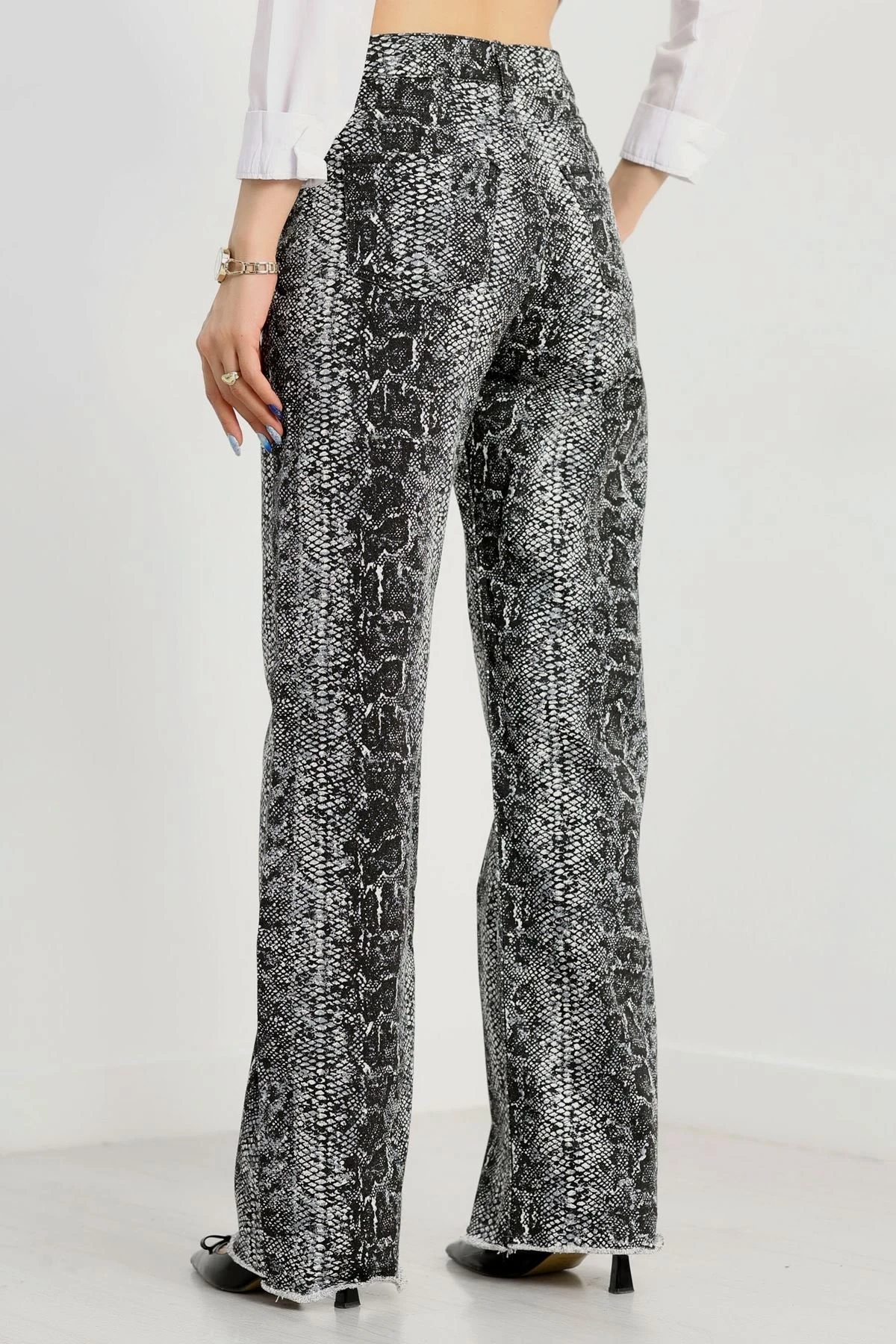 Yılan Derisi Palazzo Kot Pantolon