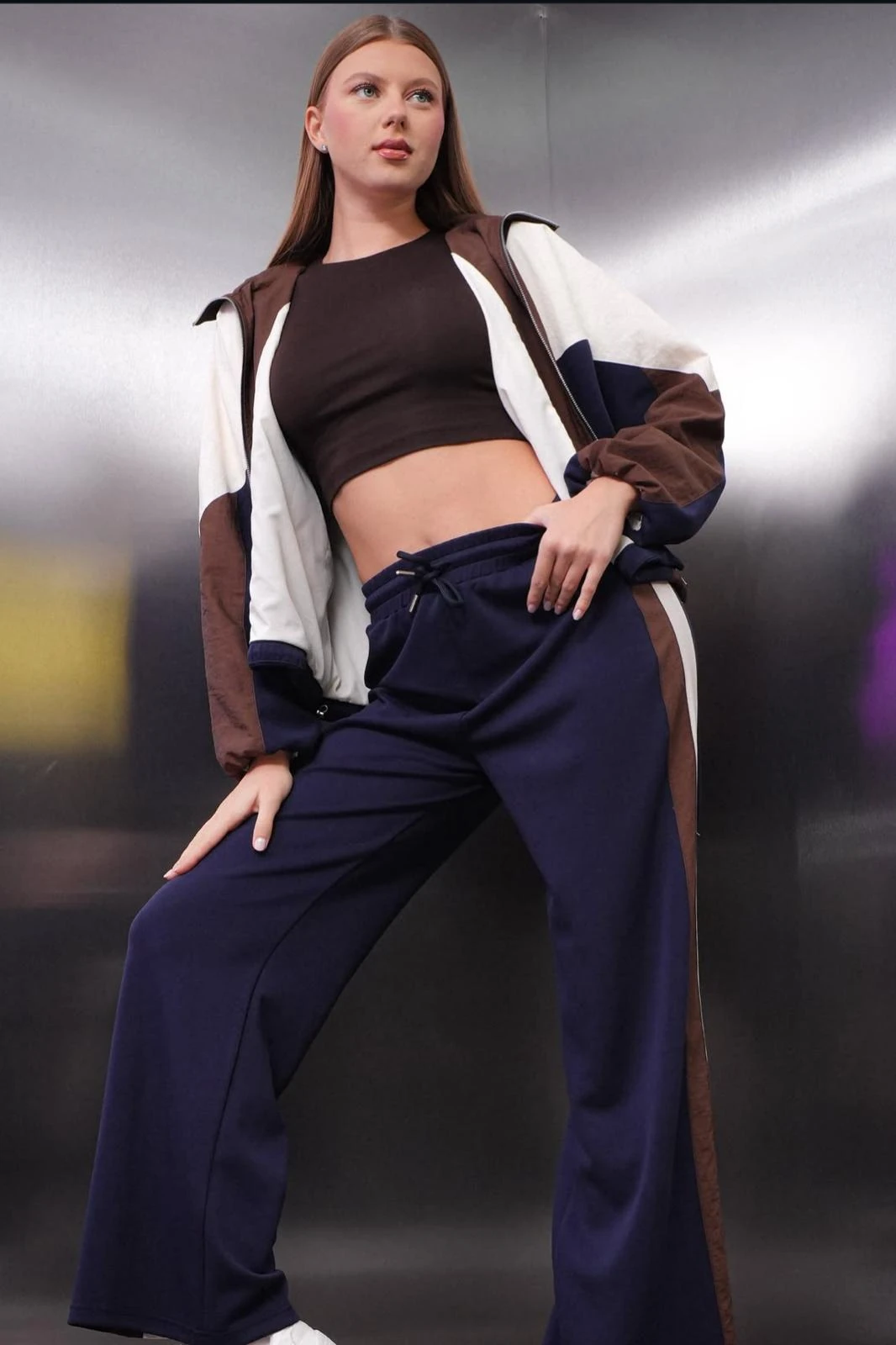 Renkli Paraşüt Detay Fermuarlı Takım