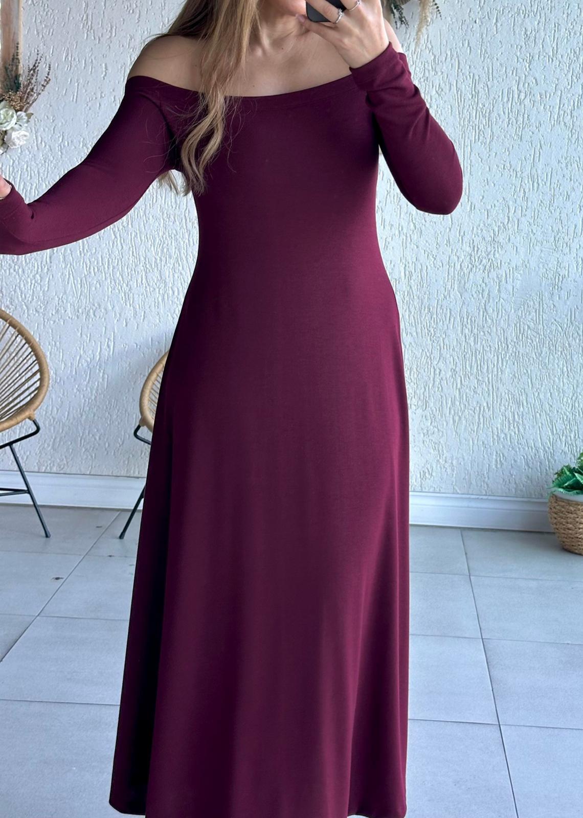 Madonna Yaka Çilek Kumaş Elbise