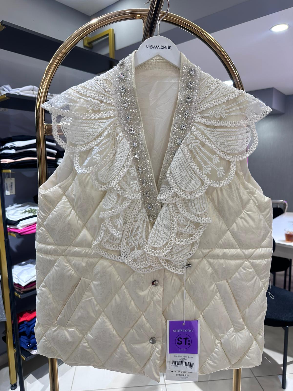 İthal Güpür Fırfırlı Şişme Yelek