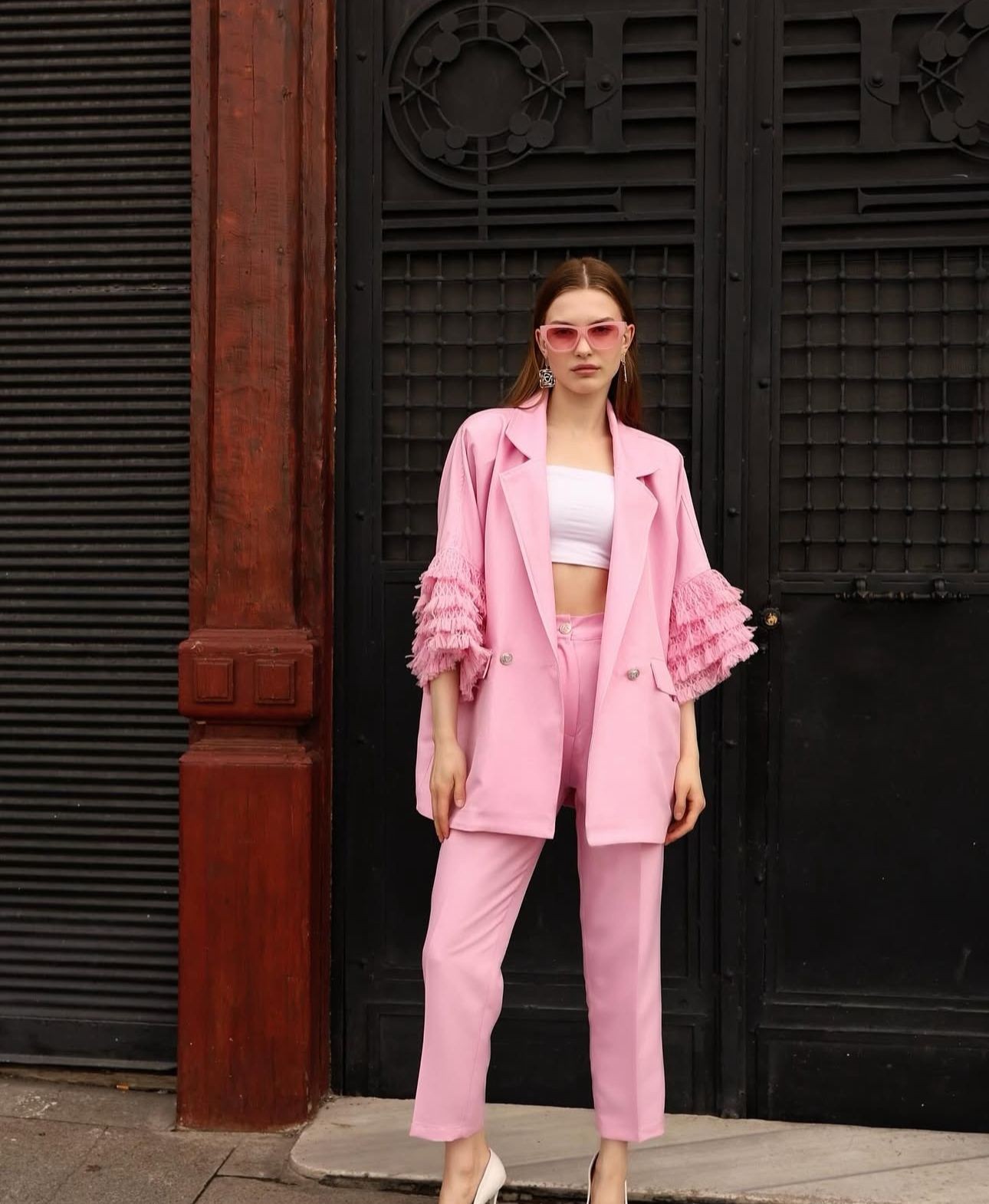 Oversize Kol Püsküllü Takım