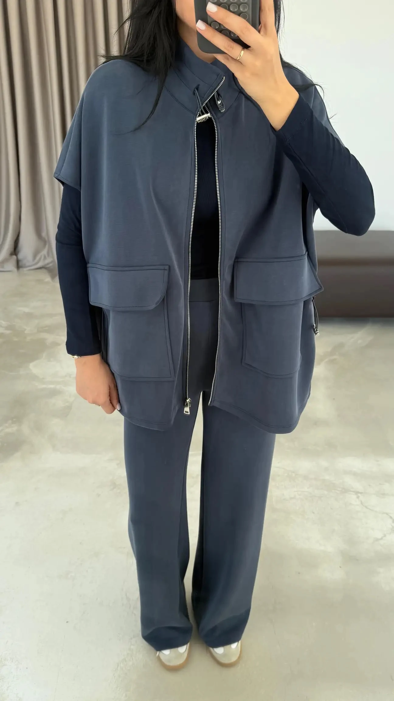 Yelek Cepli Fermuarlı Modal Takım