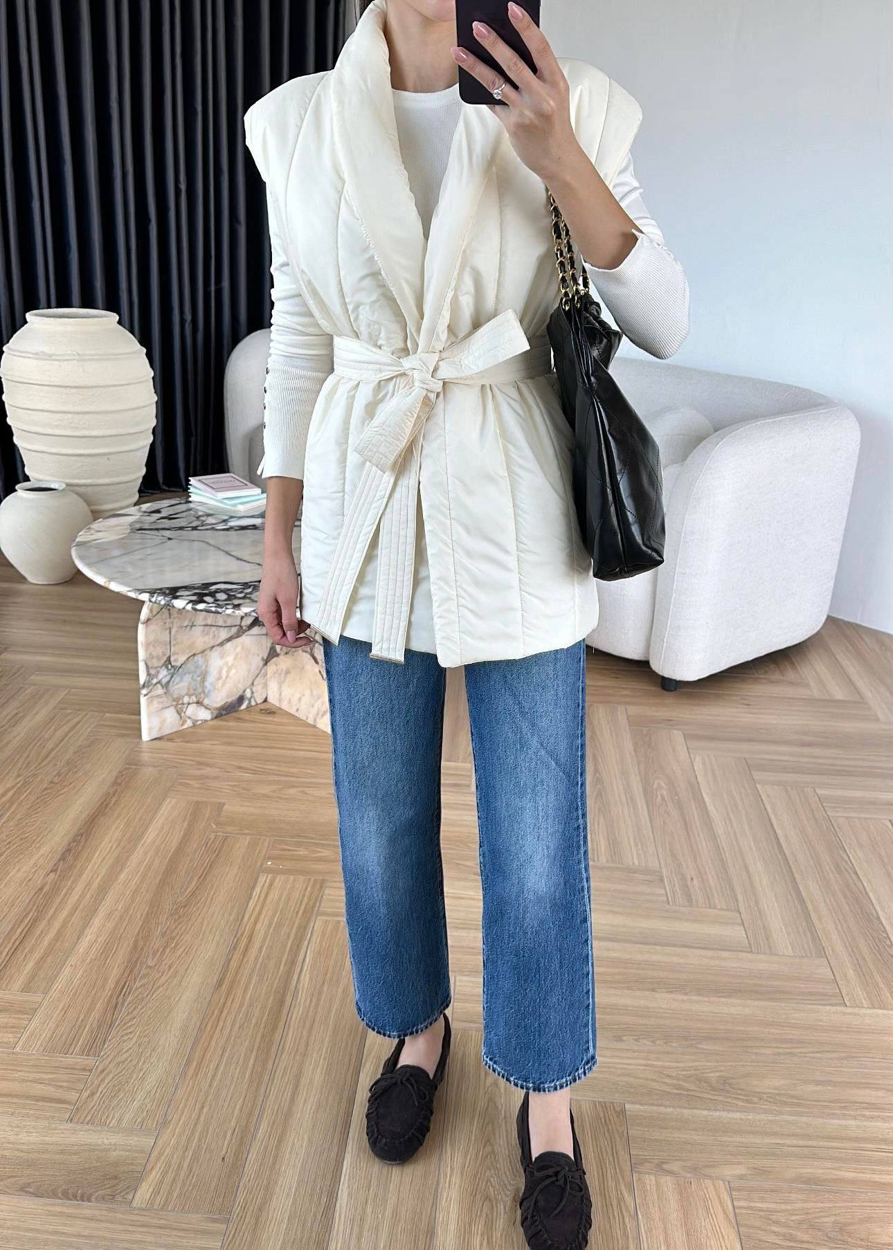 Triko Detaylı Şişme Yelek