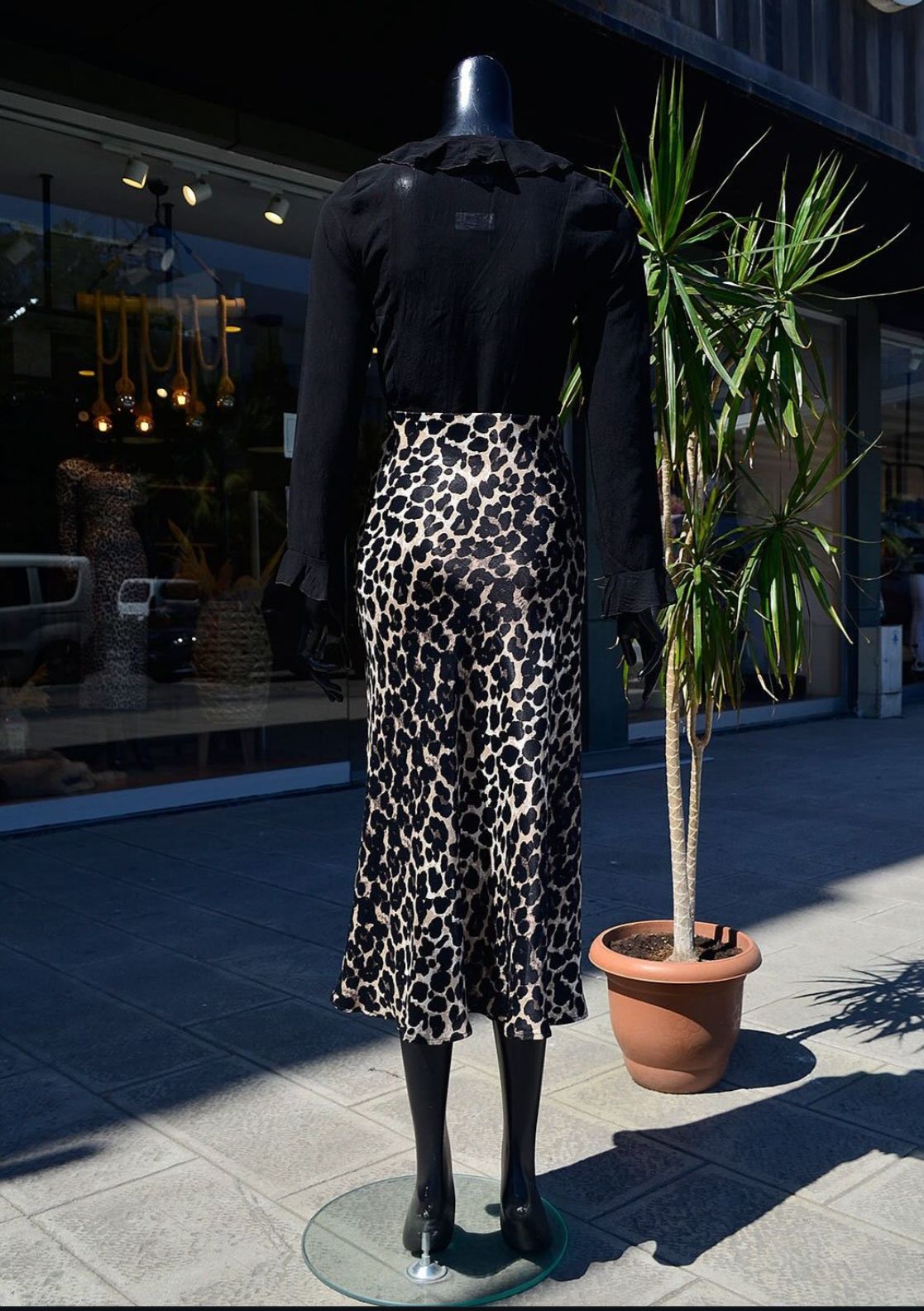 Saten Leopar Verev Etek