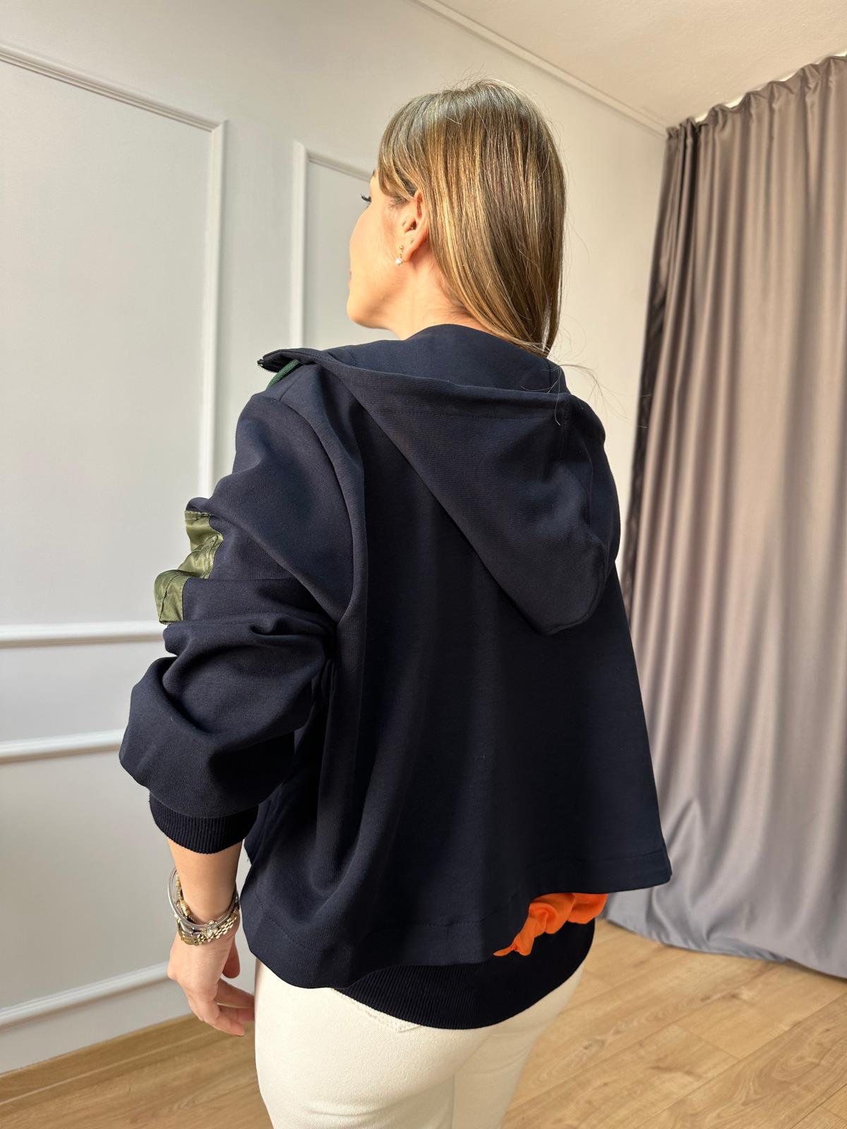 Çift Katlı Fermuarlı Sweatshirt