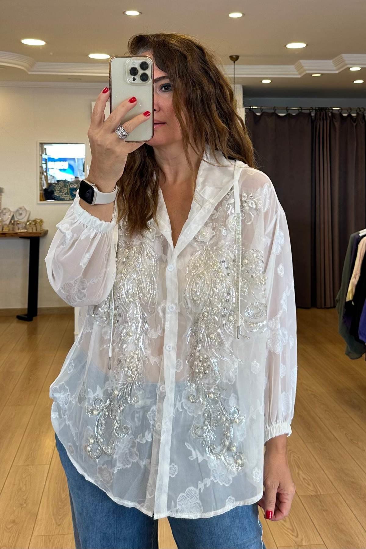 İthaL Tül Kapişonlu Gömlek Ceket