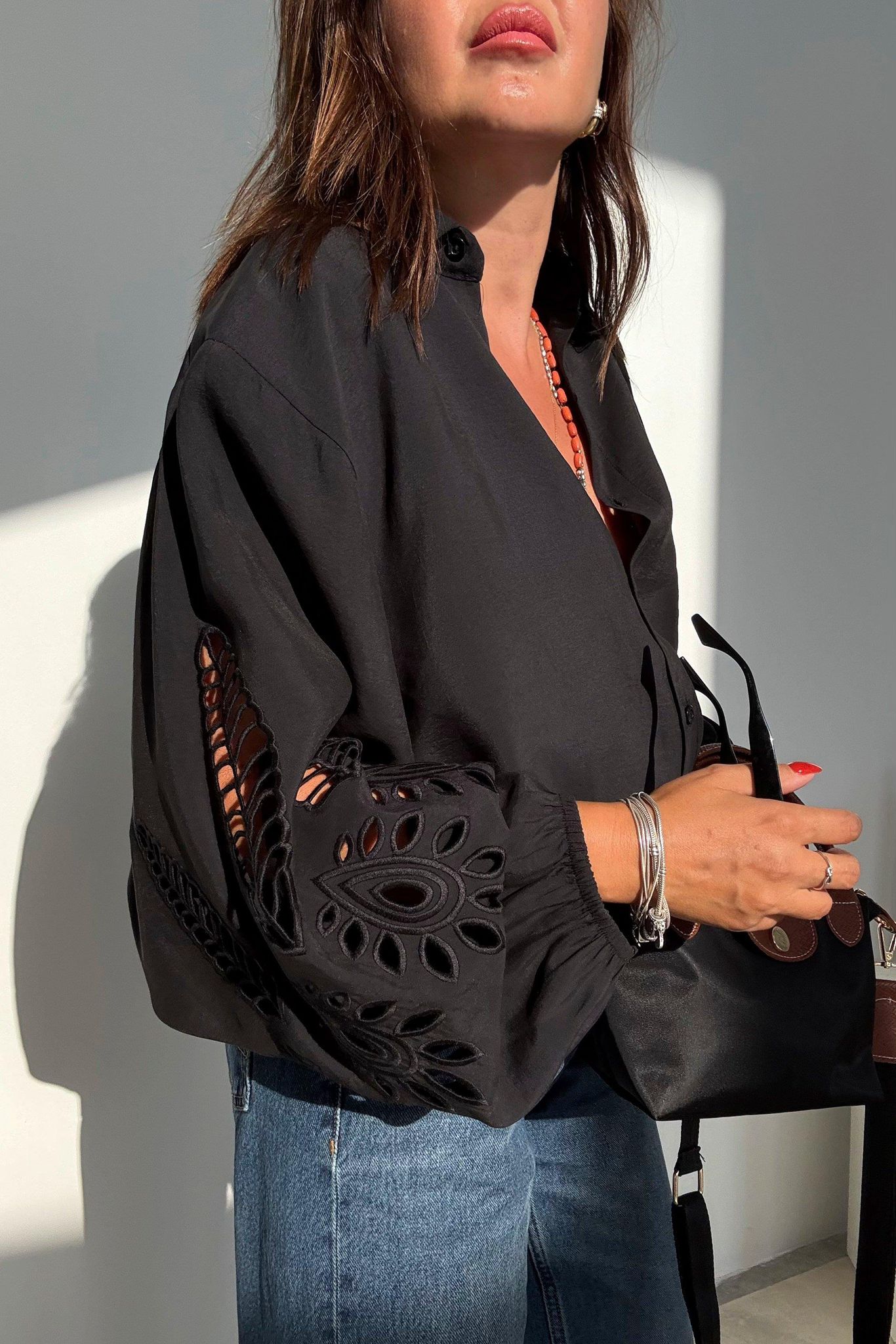 Bymn Tensel Kol Nakışlı Gömlek