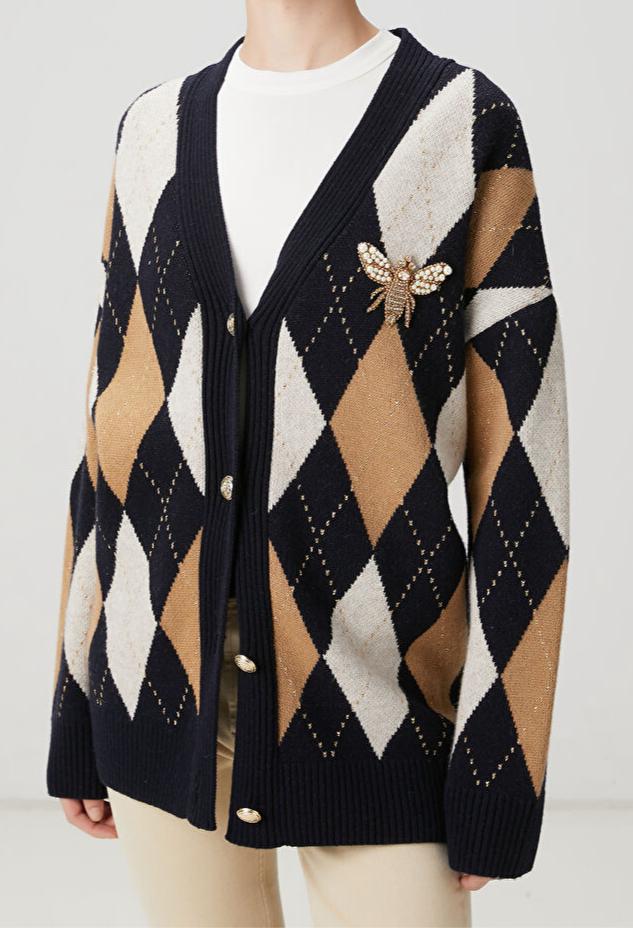 Bymn Arılı Baklava Desenli Hırka