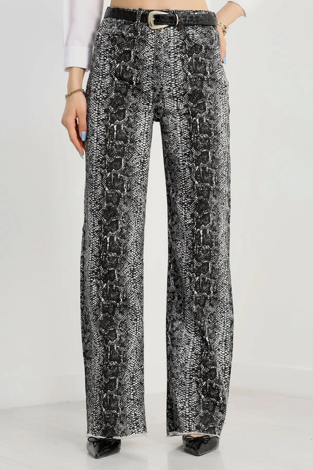 Yılan Derisi Palazzo Kot Pantolon