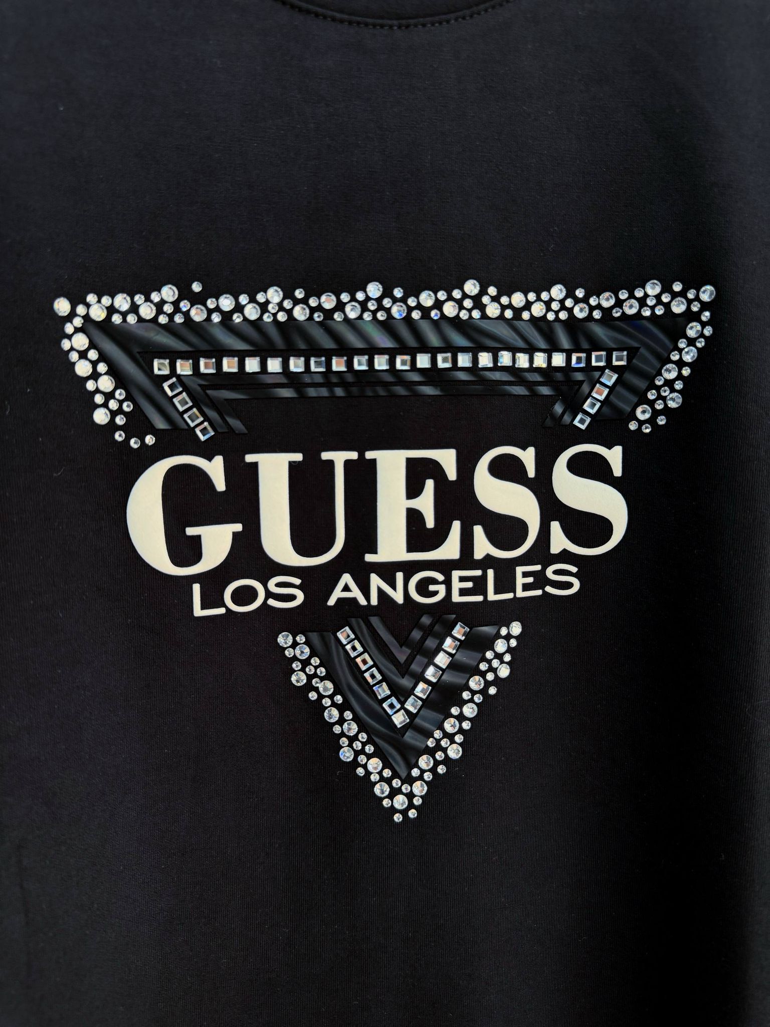 Guess Üçgen Parça Taş Ve Pleksi Baskı Modal Sweatshirt