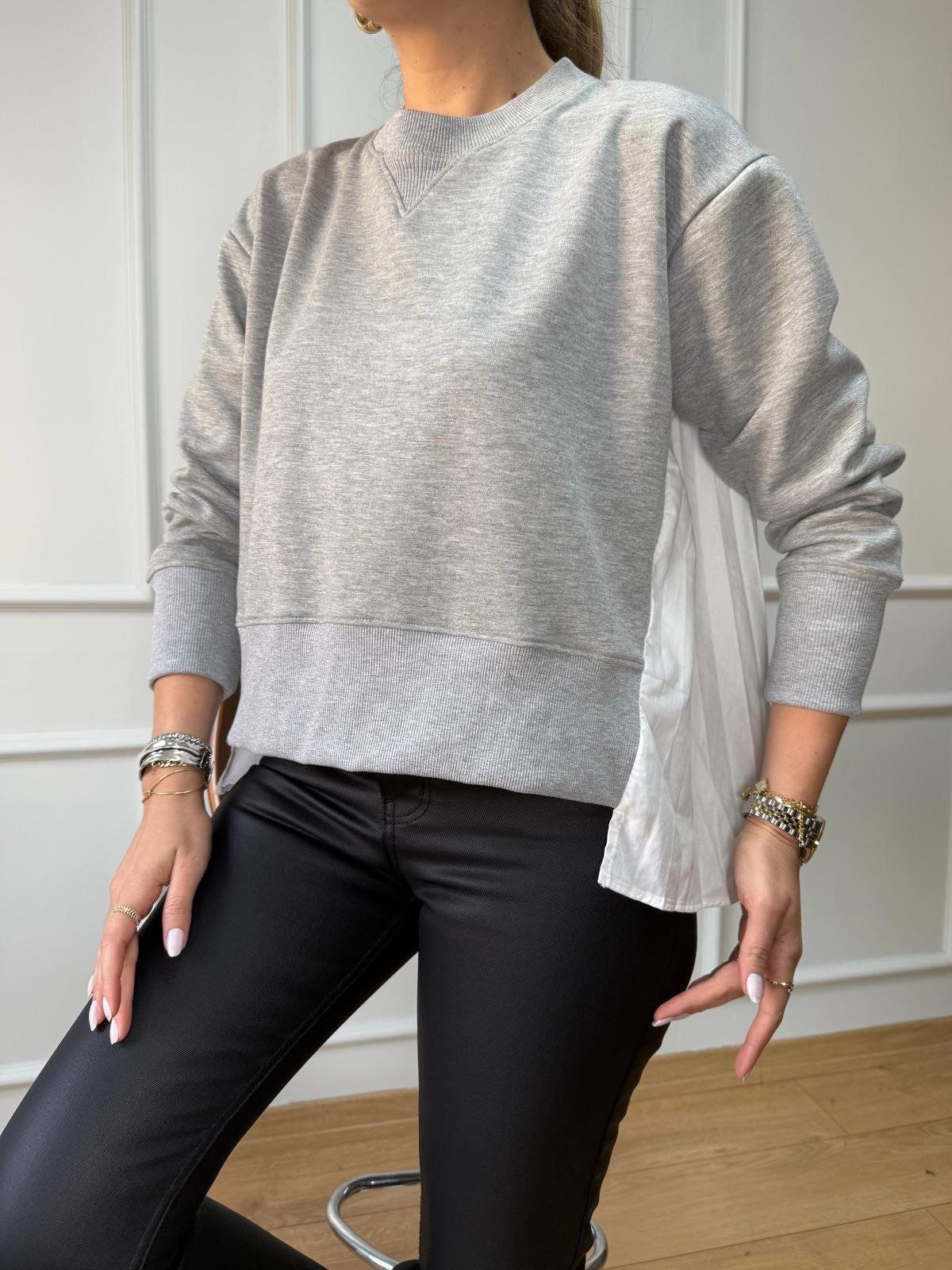 Piliseli Poplin Detaylı Sweat