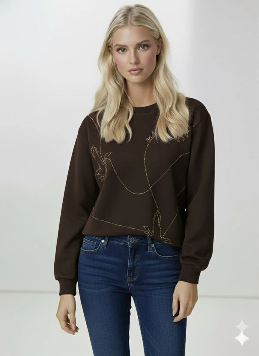 Bymn Taş Dokulu Modal Sweatshirt