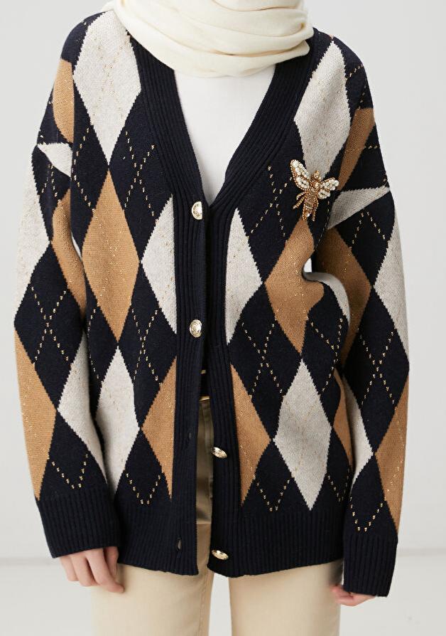 Bymn Arılı Baklava Desenli Hırka