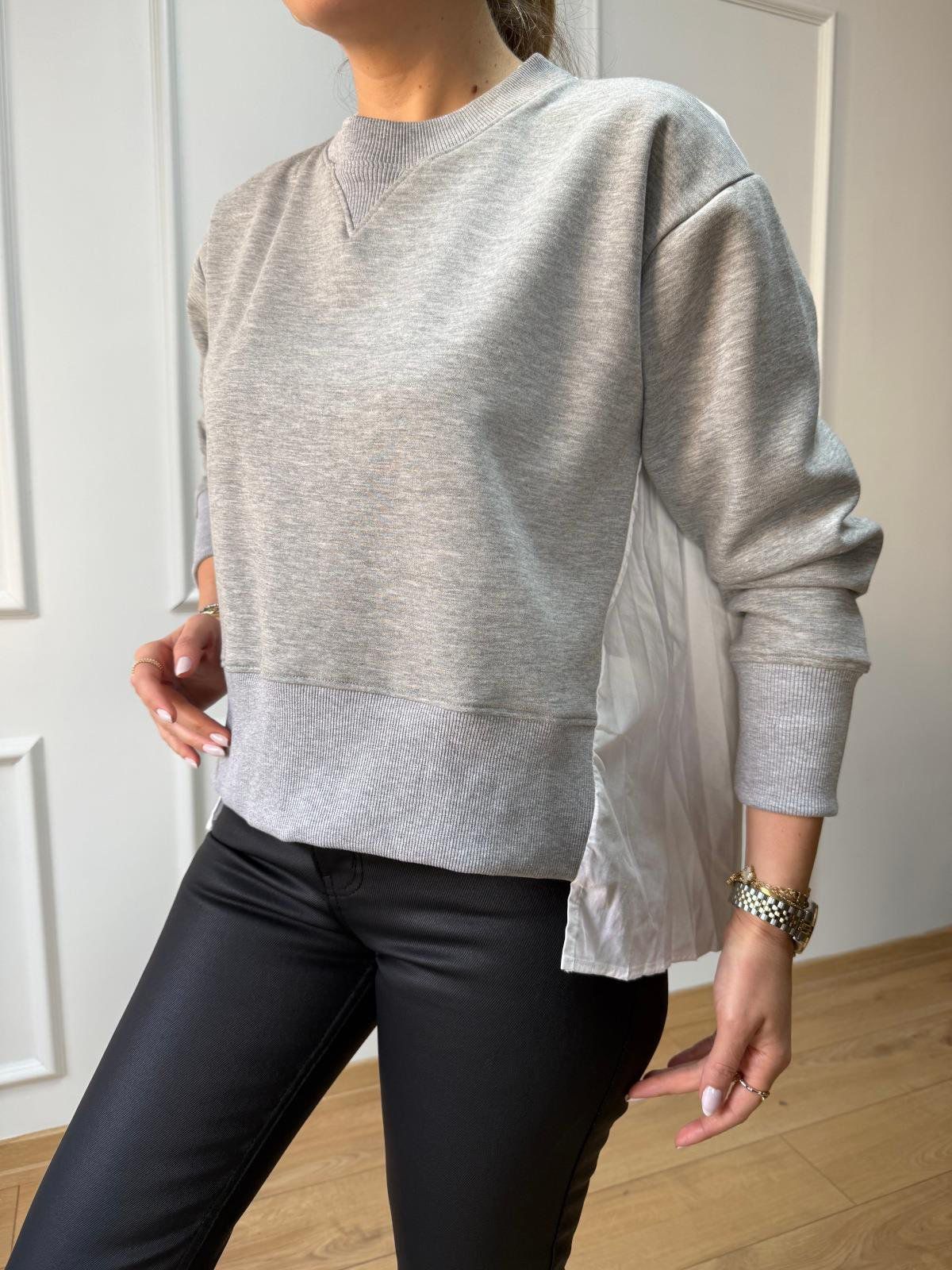 Piliseli Poplin Detaylı Sweat