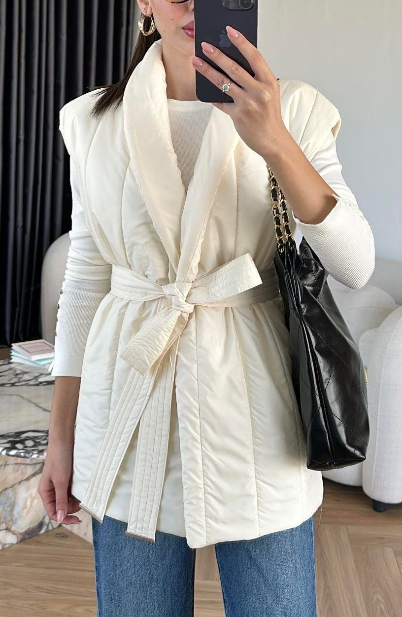 Triko Detaylı Şişme Yelek