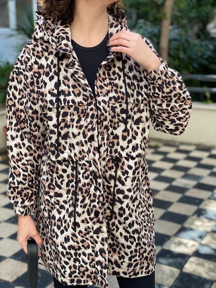 Leopar Çıtçıtlı Trench