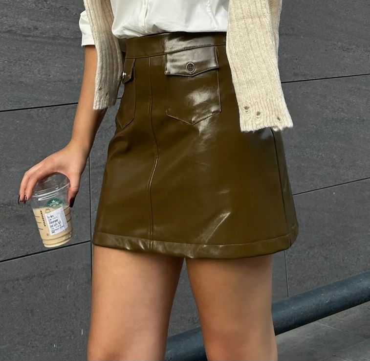 Parlak Oversize Etekli Deri Takım 