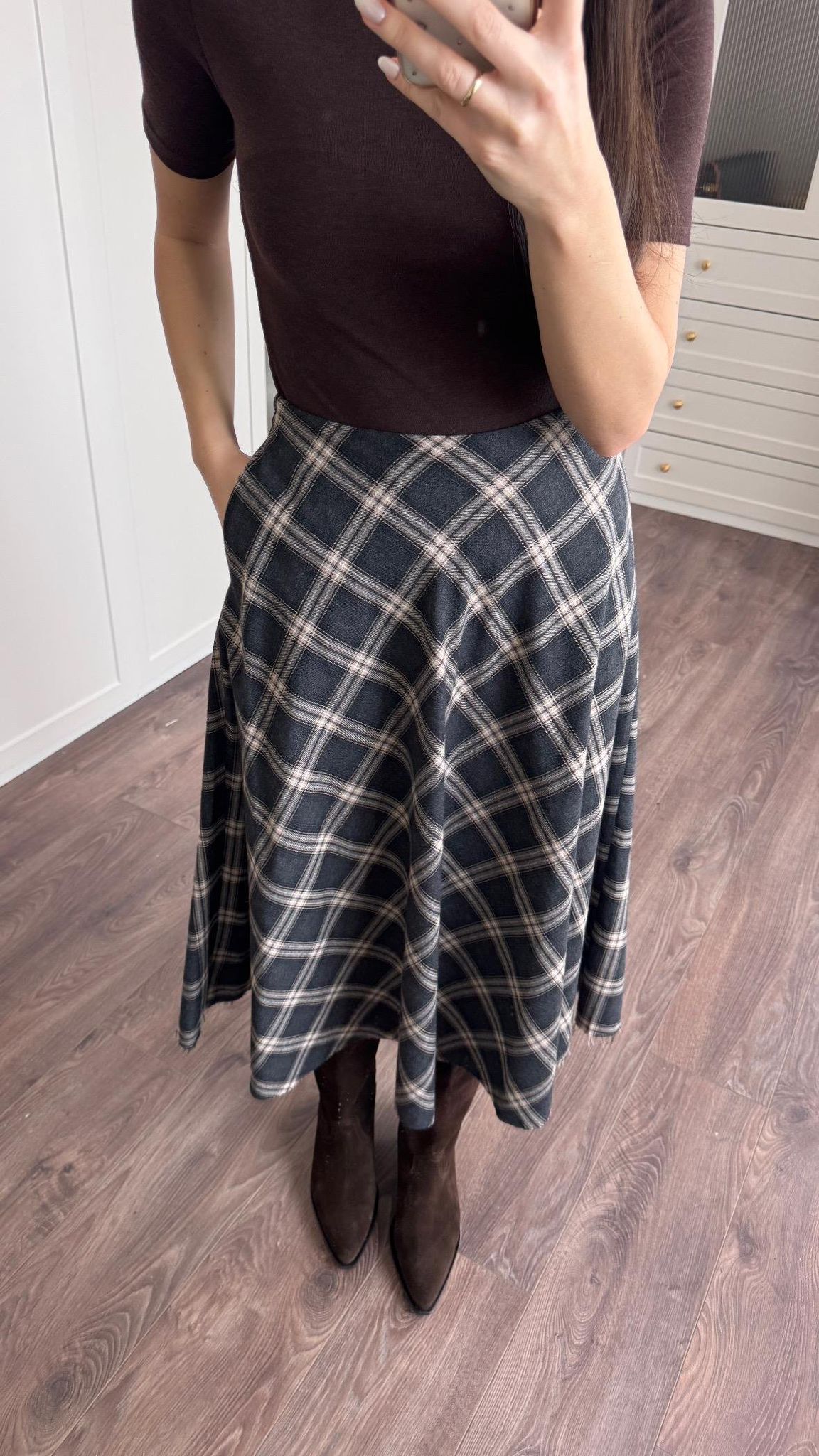 Ekose Desenli Verev Etek