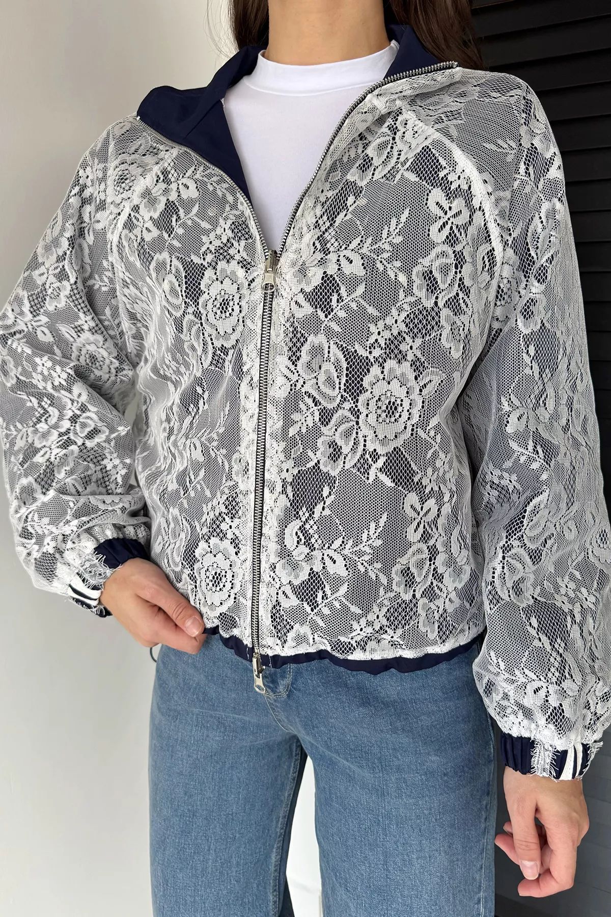 Crok Çakım Teknik Kumaş Ceket