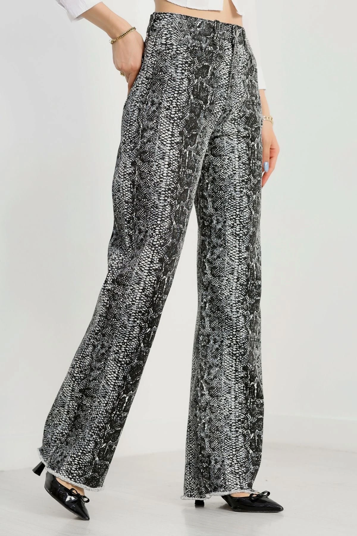 Yılan Derisi Palazzo Kot Pantolon