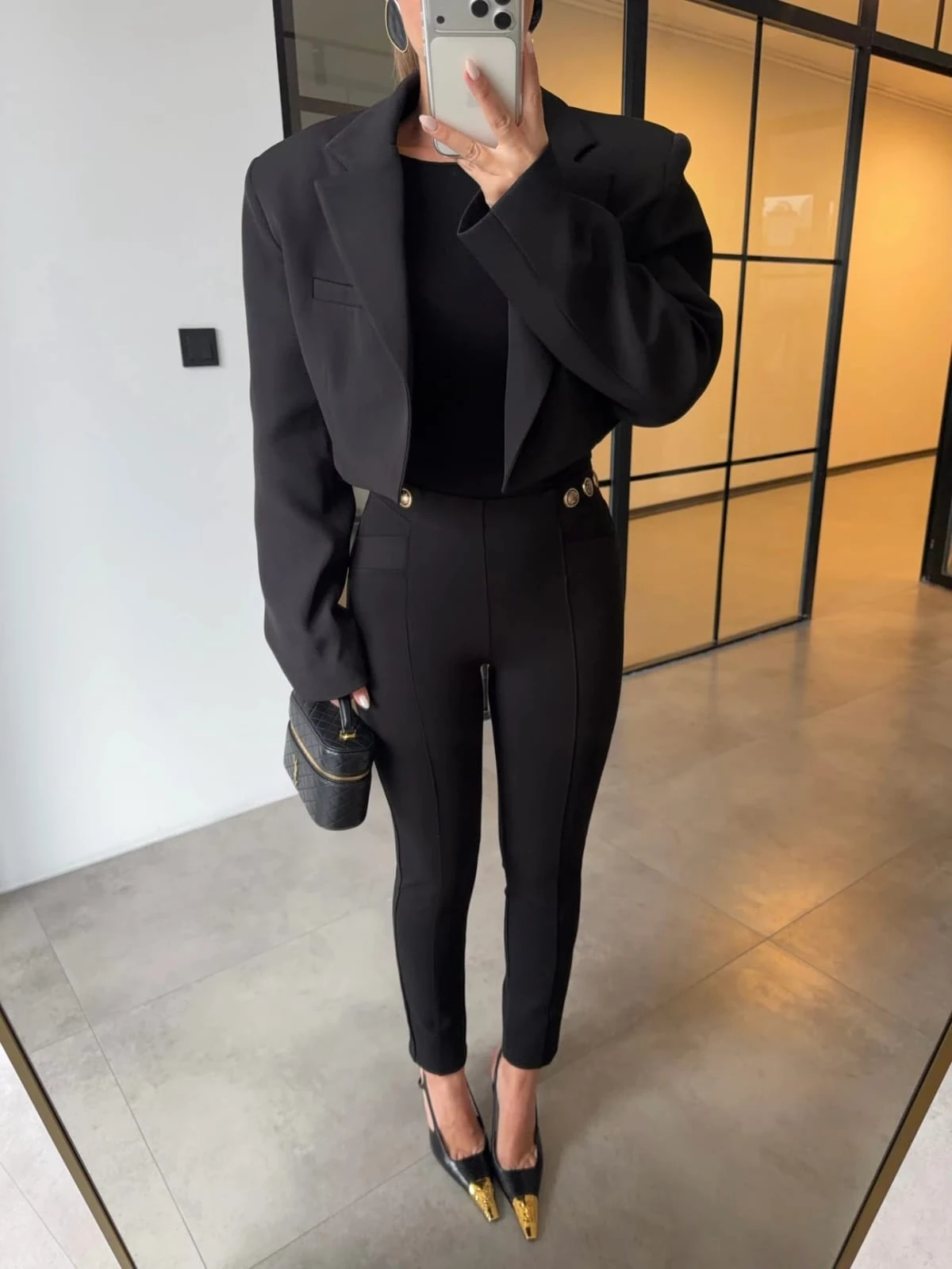 Düğme Detaylı Çelik Tayt