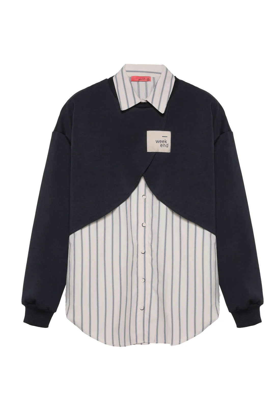 Çizgili Gömlek Match Crop Sweatshirt Takım