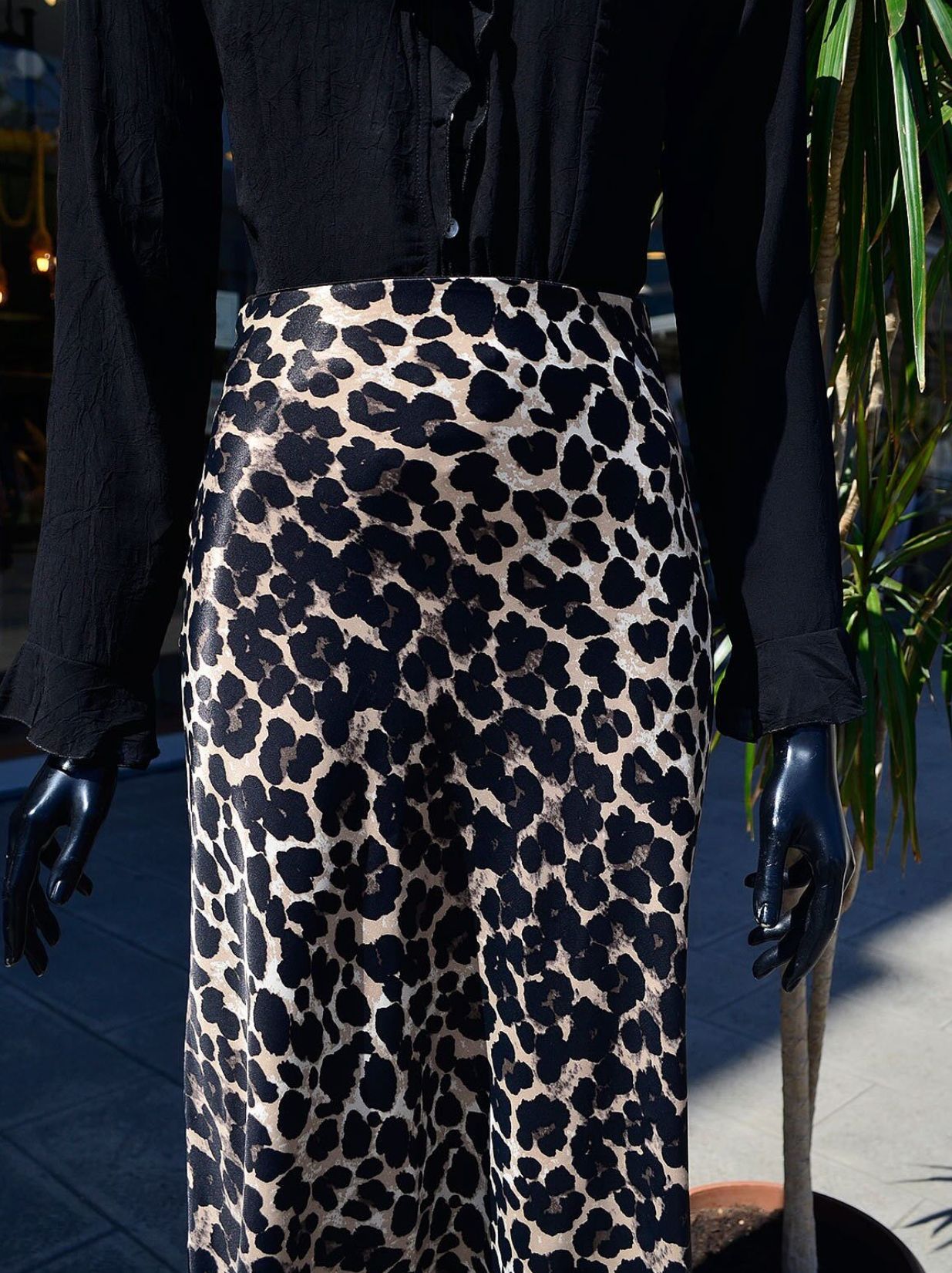 Saten Leopar Verev Etek