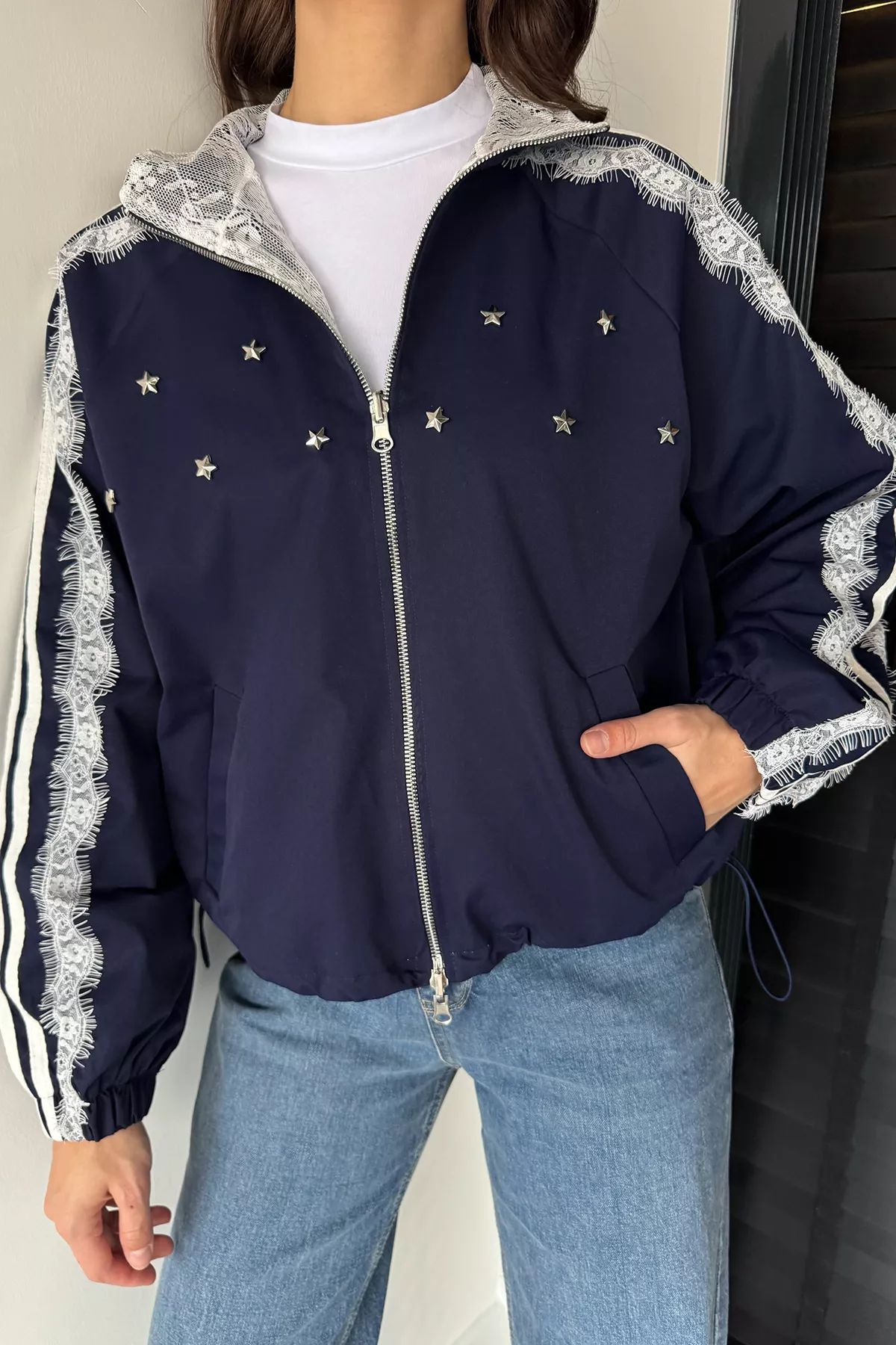 Crok Çakım Teknik Kumaş Ceket