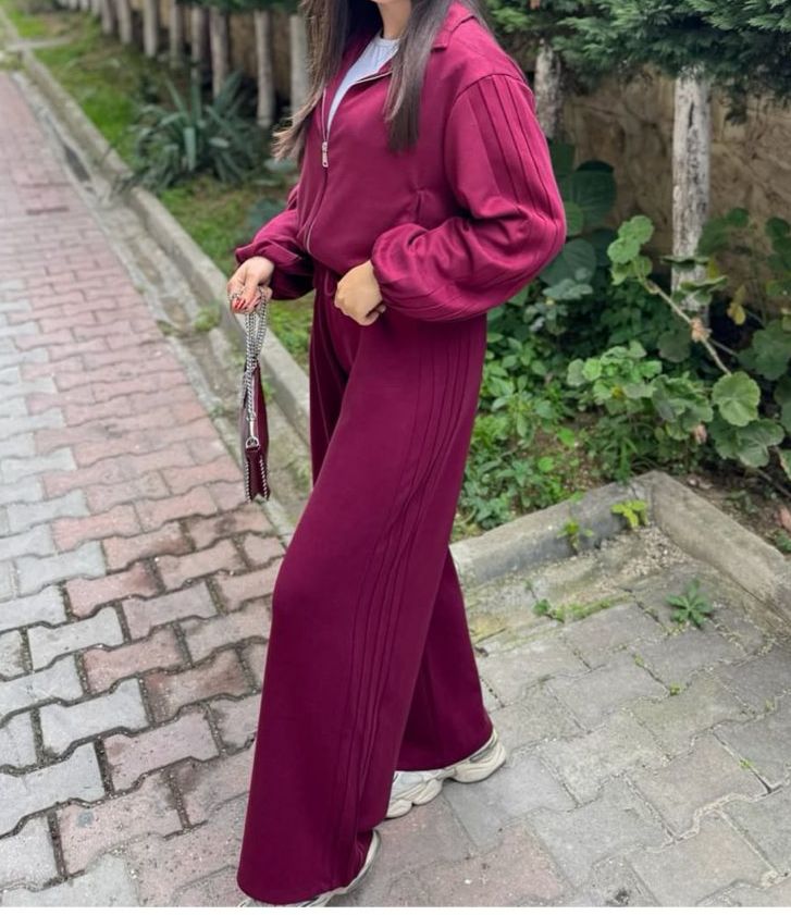 Fermuarlı Modal Bomber Ceket Takım