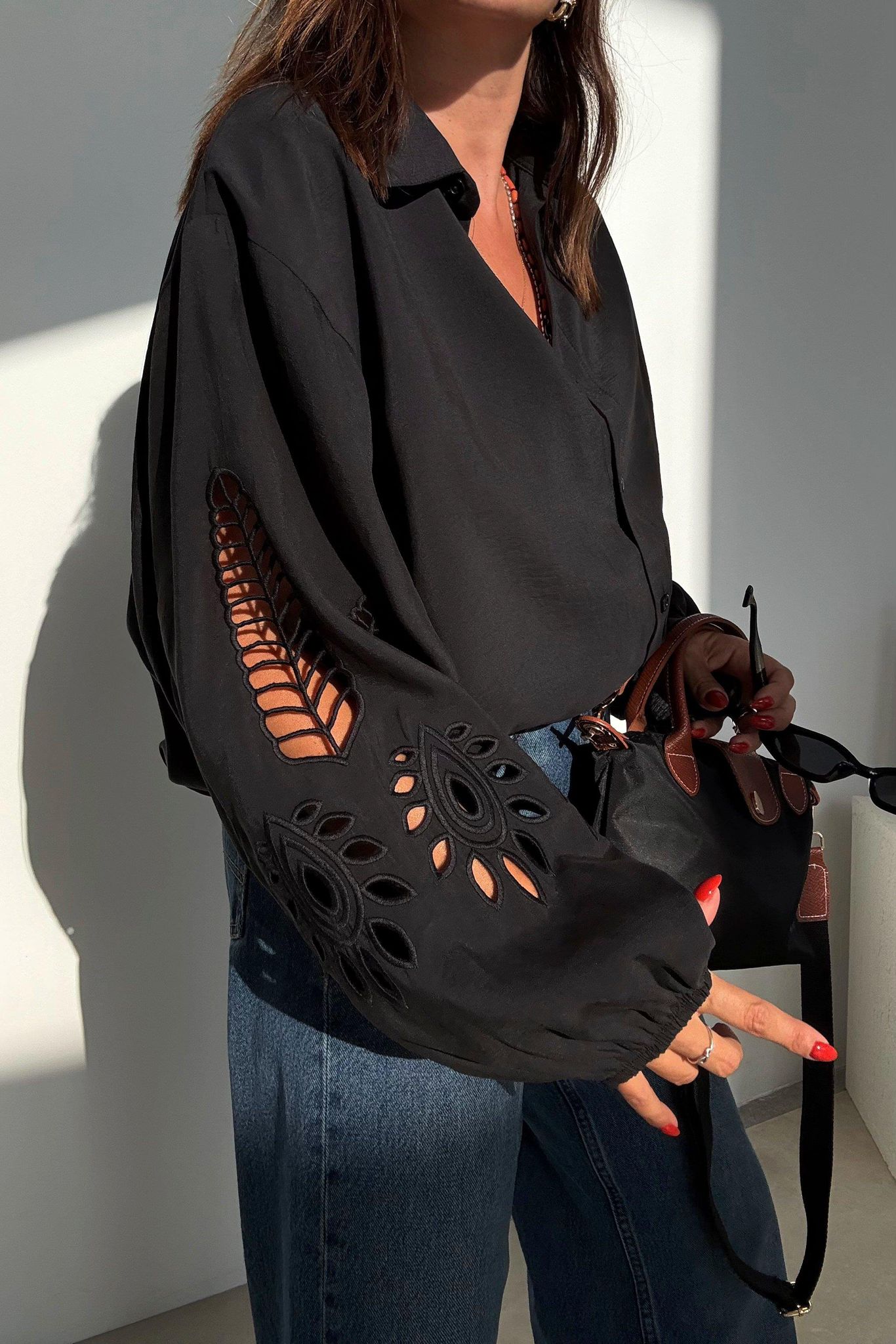 Bymn Tensel Kol Nakışlı Gömlek