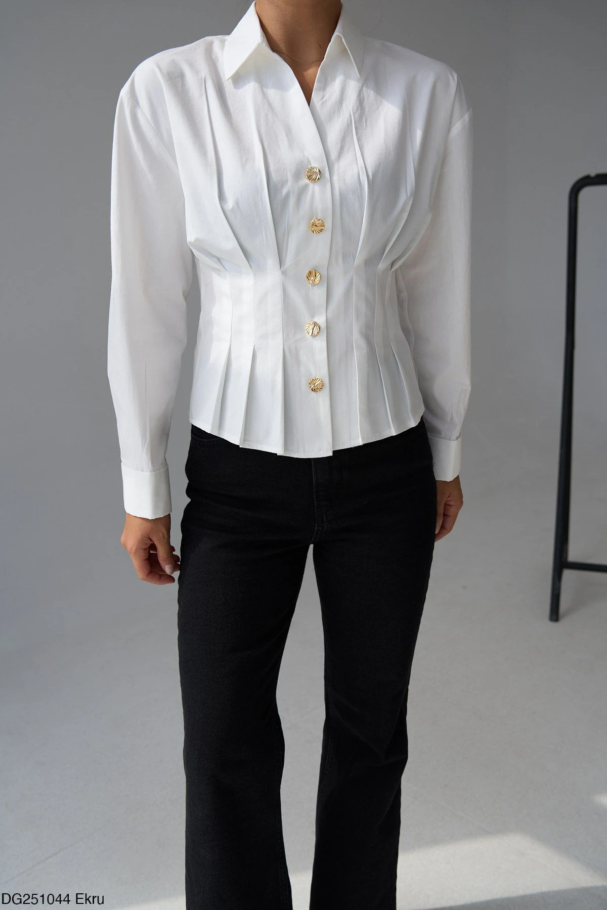 Gold Düğmeli Korseli Gömlek