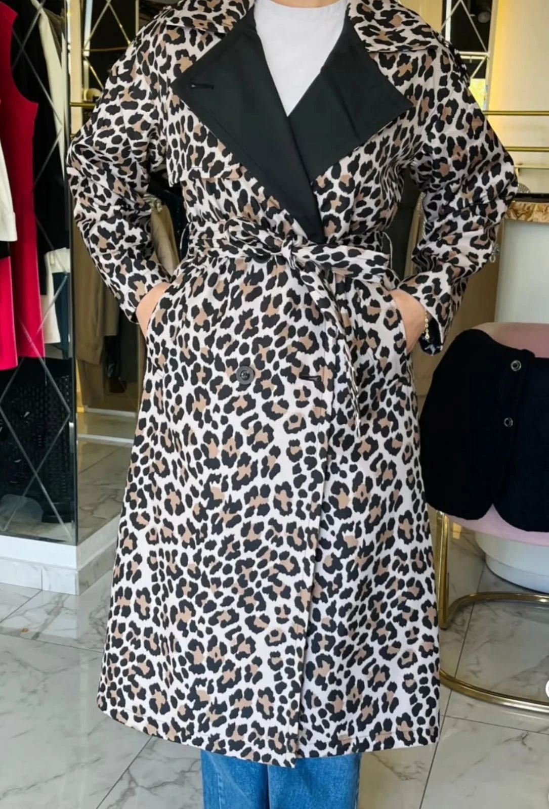 Leopar Midi Trench
