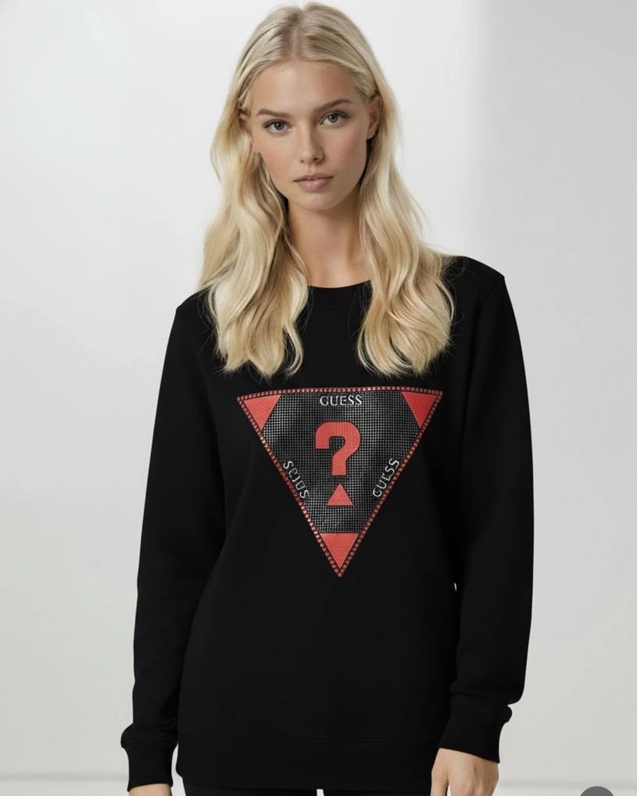 Guess Full Taş Ve Fleksi Baskı Sweatshirt