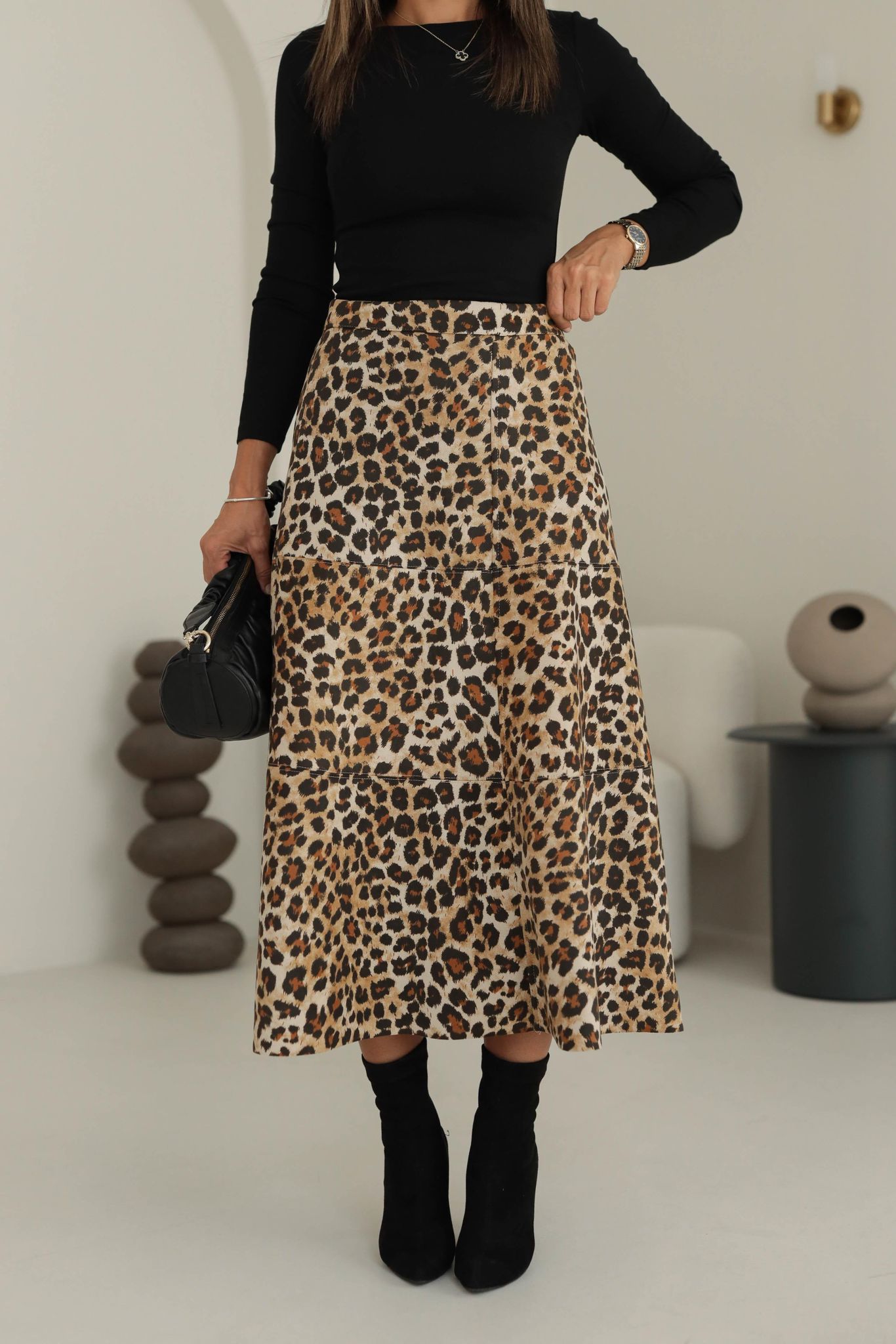 Süet Leopar Etekli Takım