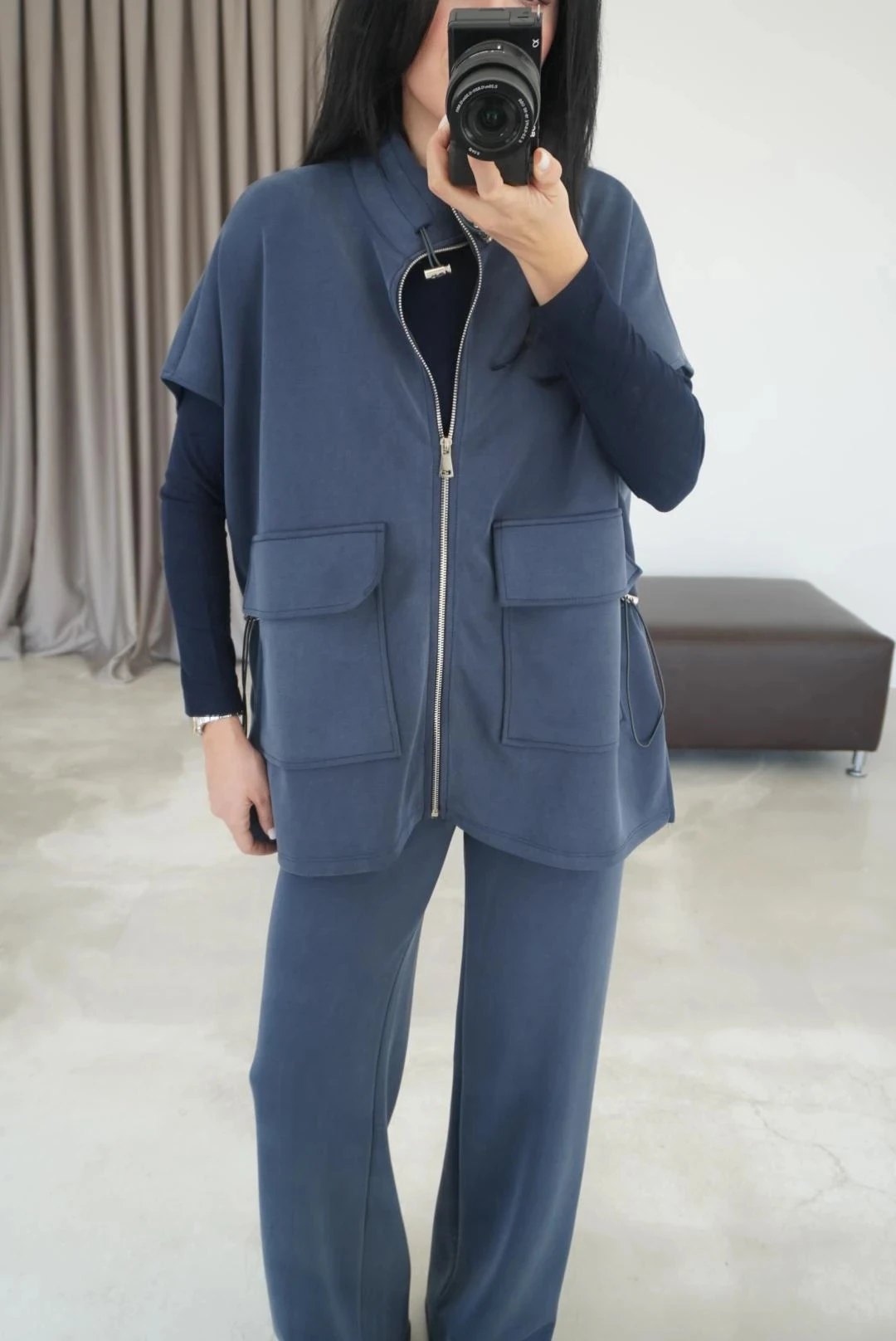 Yelek Cepli Fermuarlı Modal Takım