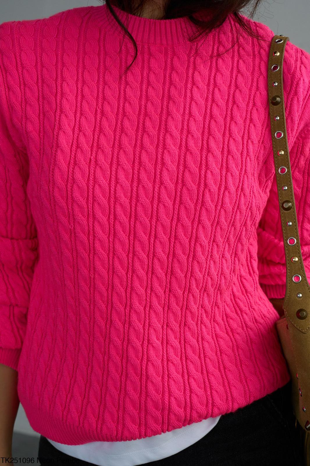 Saç Örgülü Bisiklet Yaka Kazak