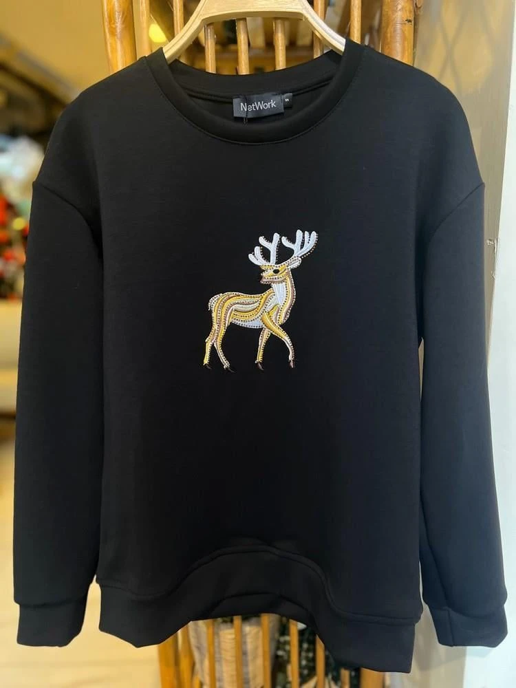 Netwrk Geyikli Taşlı Modal Sweatshirt