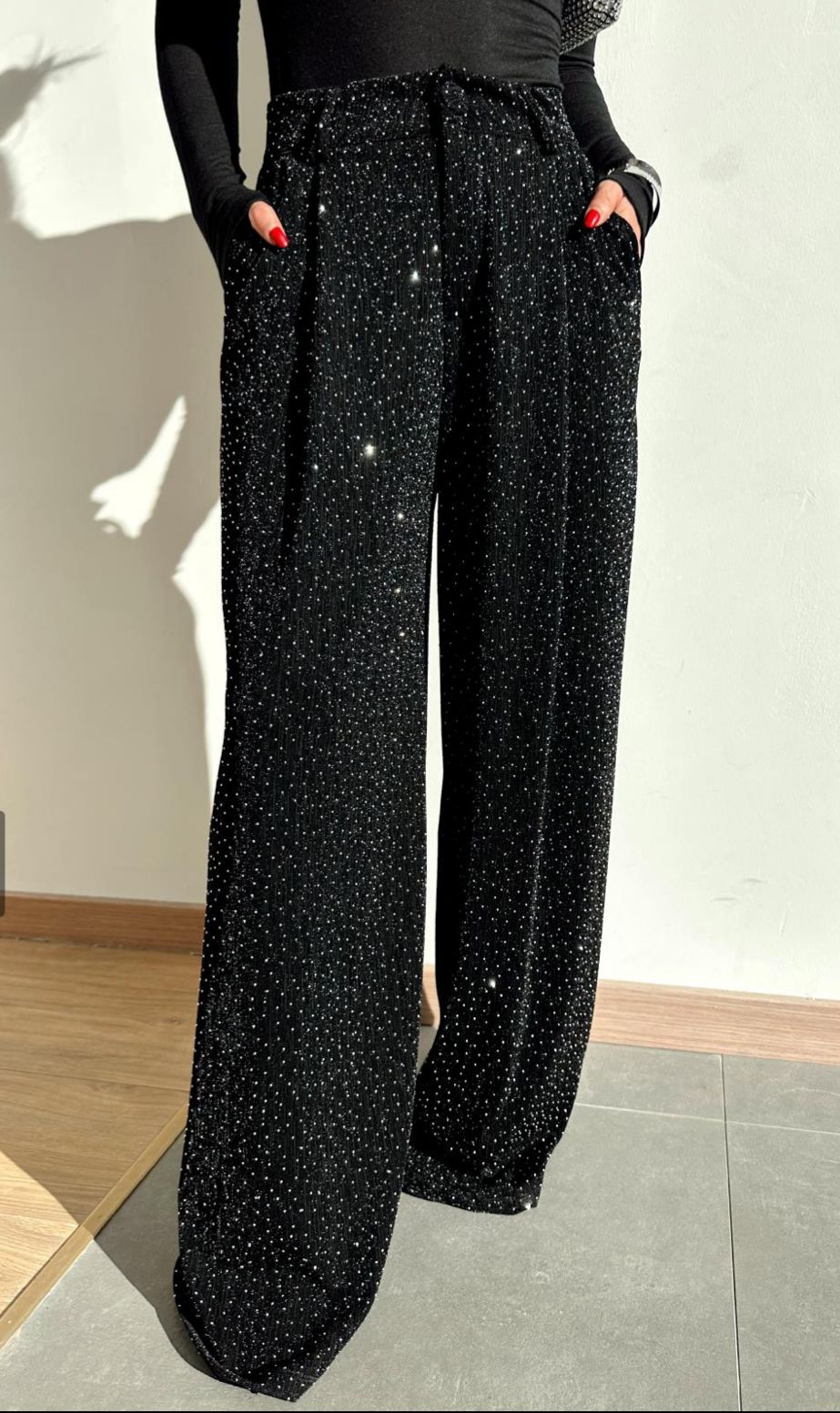 Taş Yapıştırmalı Palazzo Pantolon