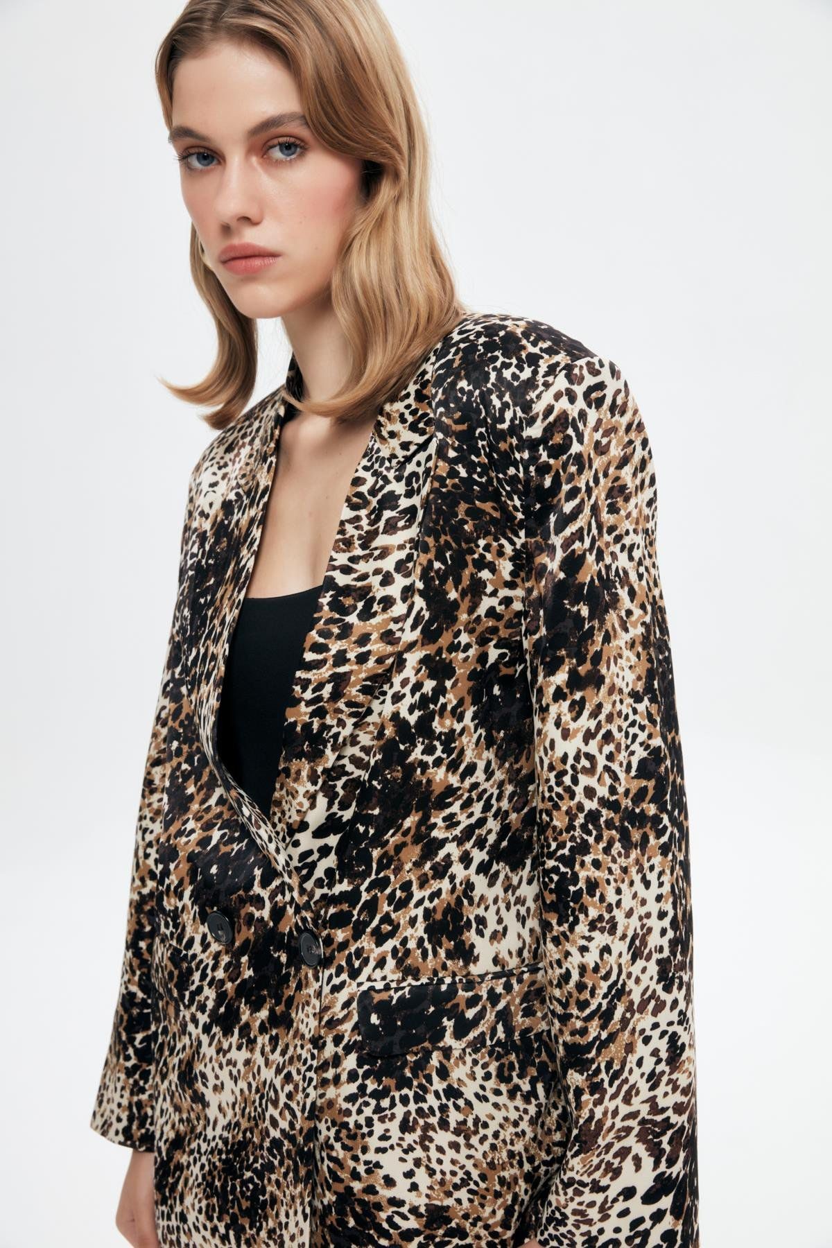 Leopar Saten Blazer