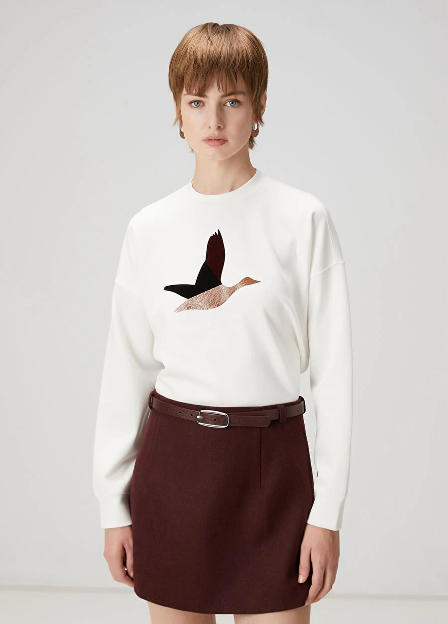 Bymn Deri Kuşlu Modal Sweatshirt