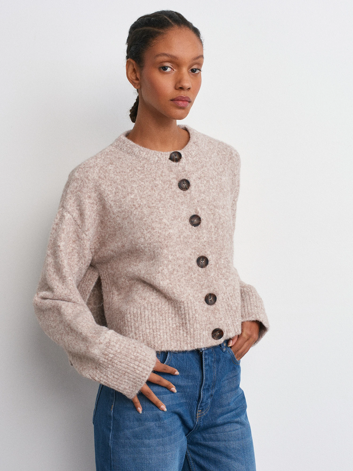 DİLVİN Yanları Yırtmaçlı Yün Karışımlı Triko Hırka