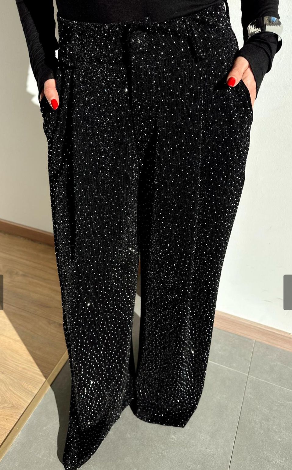 Taş Yapıştırmalı Palazzo Pantolon