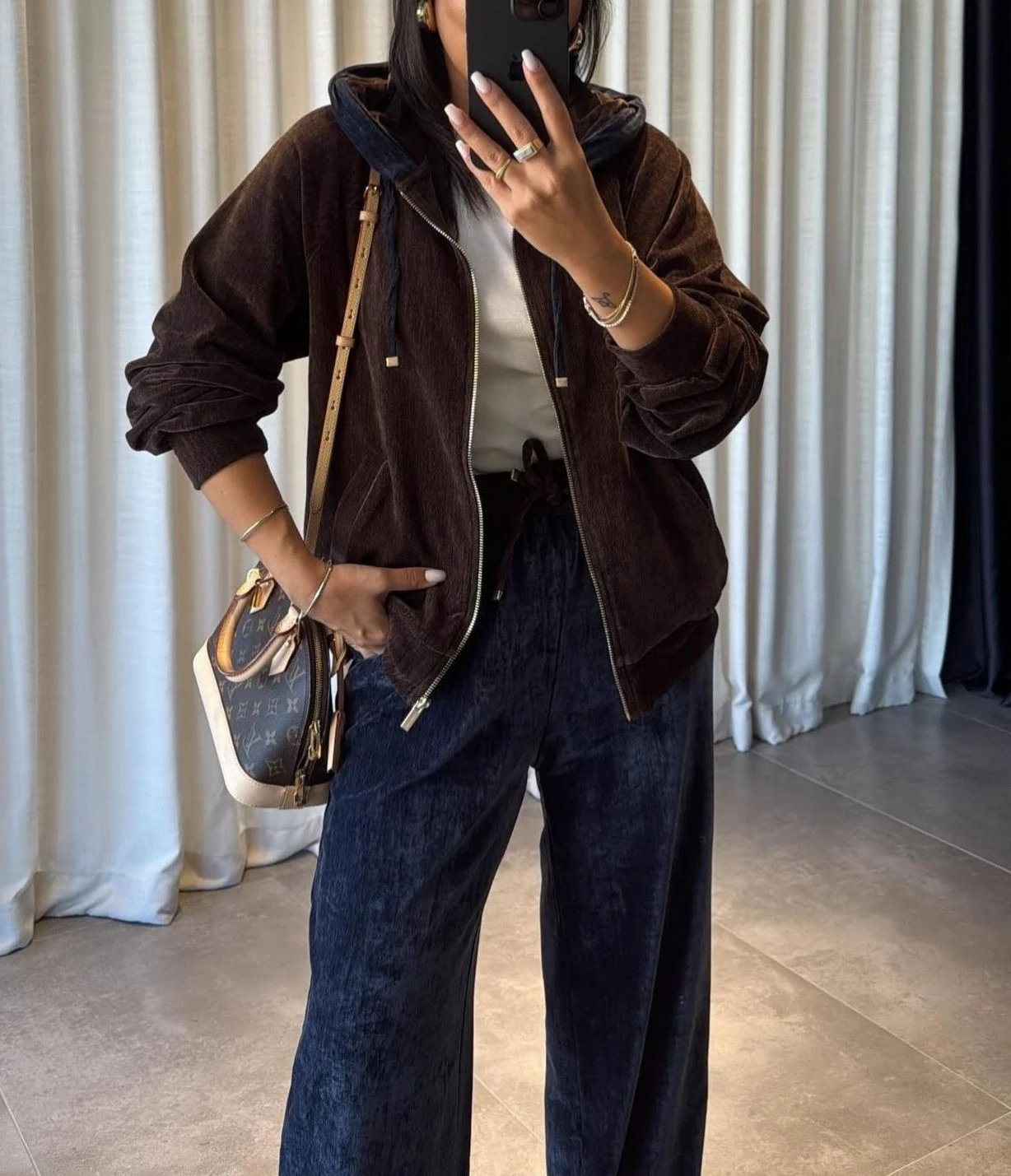 Kapüşonlu Sweat Kadife Takım