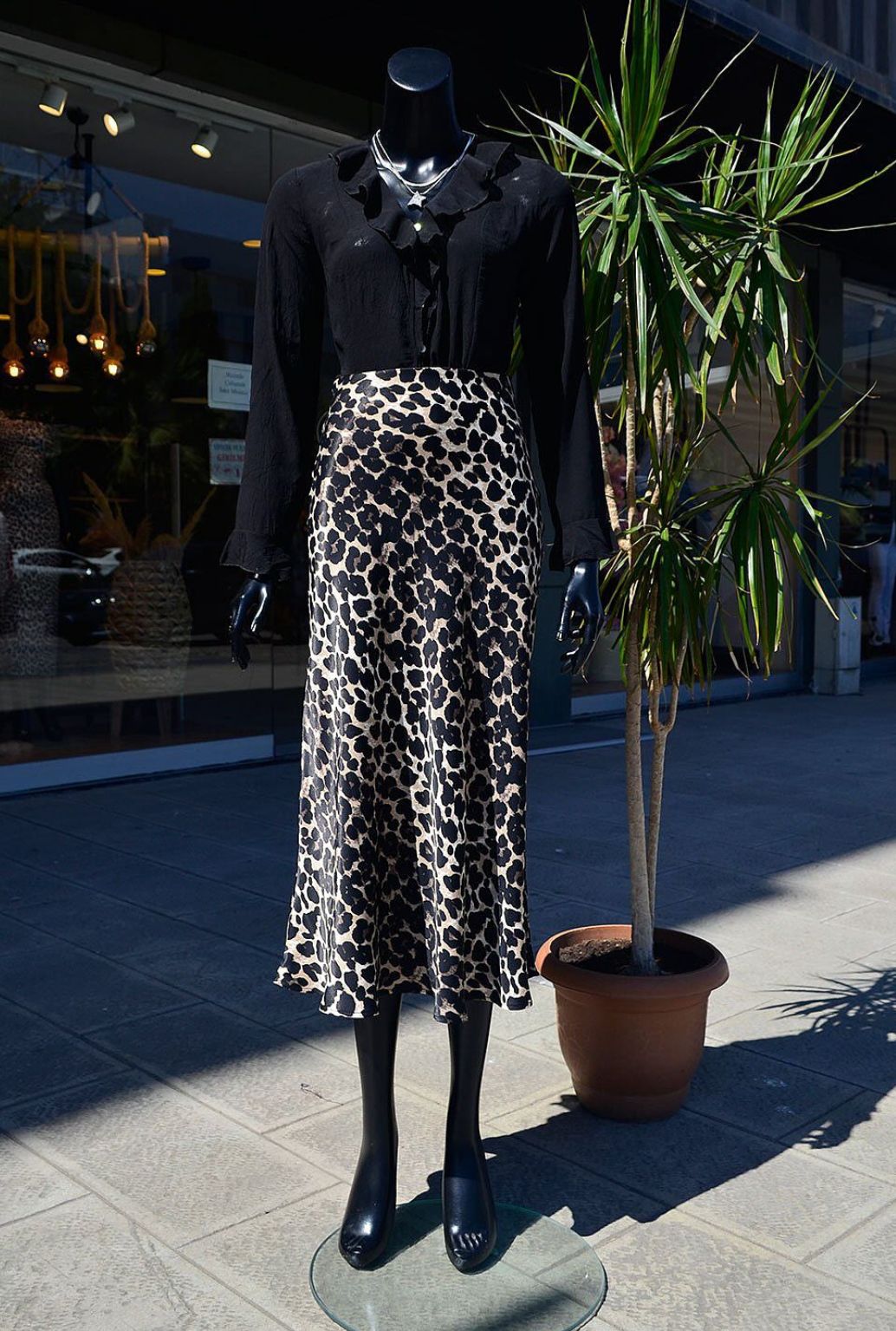 Saten Leopar Verev Etek