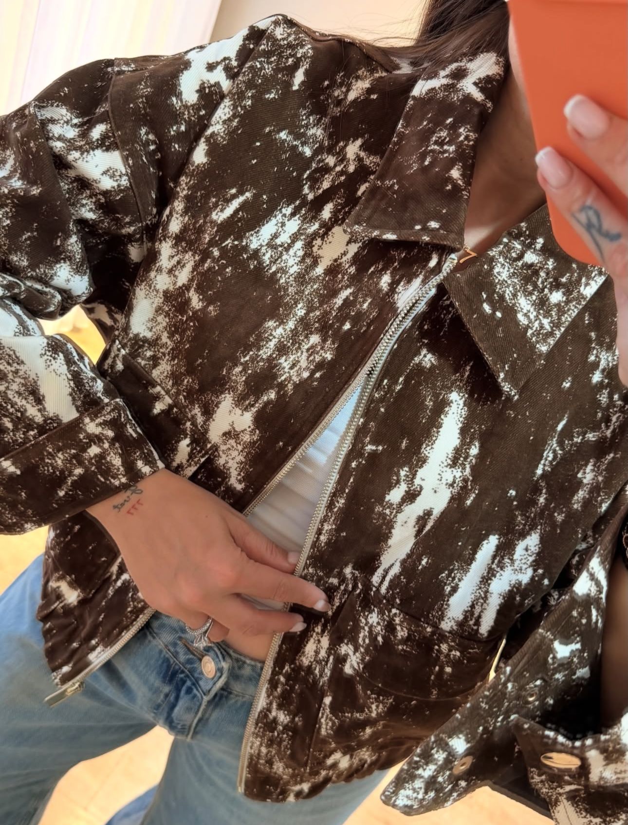 Flok Baskılı Gabardin Ceket