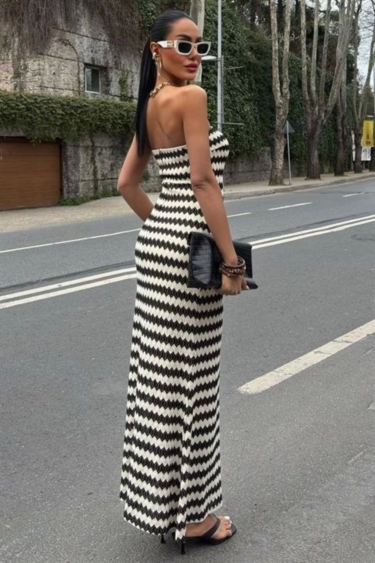 Maura Desenli Straplez Elbise 2770