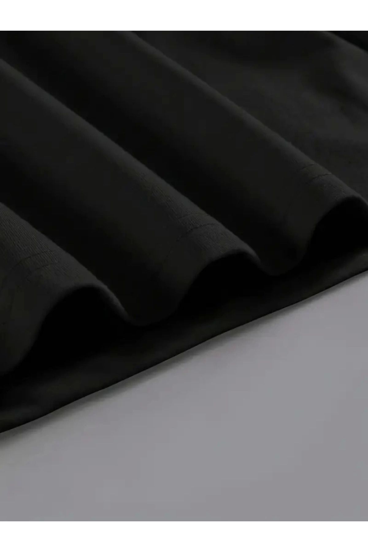 Baskılı Oversize Bisiklet Yaka T-shirt - Siyah